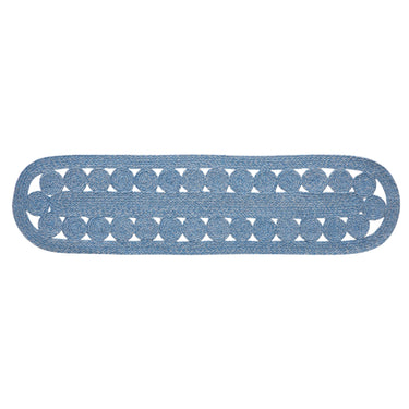 Celeste Blended Blue Indoor/Outdoor Oval Braided Table Runner 12